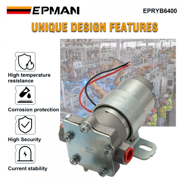 EPMAN 110 GPH Electric Fuel Pump With Regulator Street Strip Carbureted Applications 14 PSI Universal Fits 3/8" NPT Ports EPRYB6400AD EPMAN 110 GPH Electric Fuel Pump With Regulator Street Strip Carbureted Applications 14 PSI Universal Fits 3/8" NPT Ports EPRYB6400AD