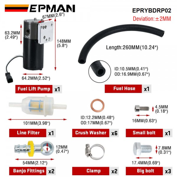 EPMAN Fuel Systems Replacement Fuel Pump For Dodge Cummins Diesel 5.9L 1998.5-2002 EPRYBDRP02