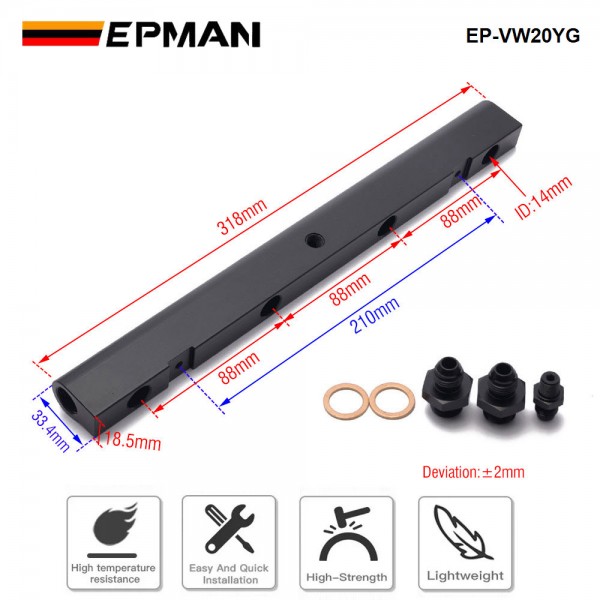 EPMAN Billet Aluminum High Flow Fuel Injector Rail Kit For Audi / For Volkswagen 1.8T 20V EP-VW20YG EPMAN Billet Aluminum High Flow Fuel Injector Rail Kit For Audi / For Volkswagen 1.8T 20V EP-VW20YG