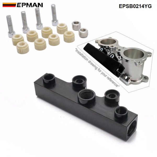 EPMAN Top Feed Fuel Rails Billet Aluminum For Subaru w/ -8 Inlet -6 Return For Subaru WRX STI Fuel System EPSB0214YG