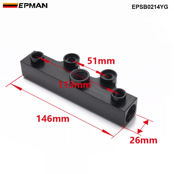 EPMAN Top Feed Fuel Rails Billet Aluminum For Subaru w/ -8 Inlet -6 Return For Subaru WRX STI Fuel System EPSB0214YG