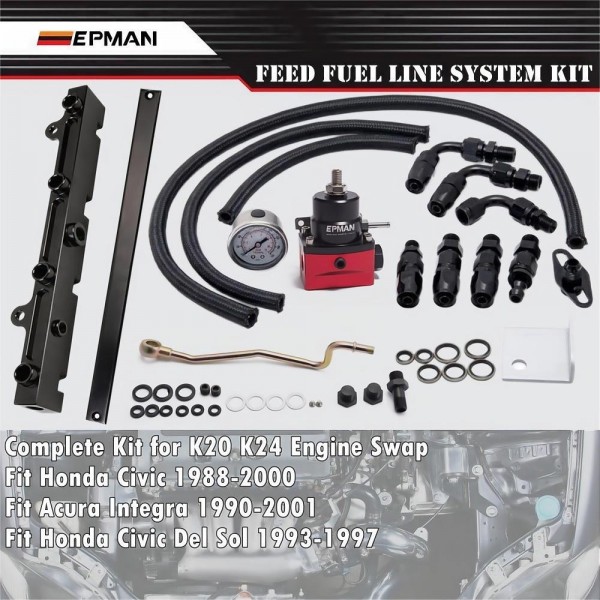 EPMAN K Swap Fuel Line System Set Fuel Rail Pressure Regulator For Honda Civic Integra EG EK EPAA01G159 EPMAN K Swap Fuel Line System Set Fuel Rail Pressure Regulator For Honda Civic Integra EG EK EPAA01G159