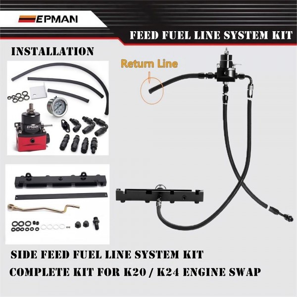 EPMAN K Swap Fuel Line System Set Fuel Rail Pressure Regulator For Honda Civic Integra EG EK EPAA01G159