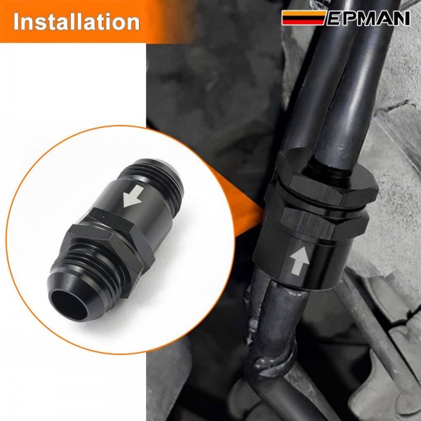 EPMAN 20PCS/CARTON Spring Loaded One Way Check Valve AN6 AN8 AN10 Aluminum Inline Non-Return Valve for Car Boat ATV Truck EPAA31G01-20T