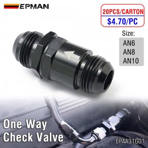 EPMAN 20PCS/CARTON Spring Loaded One Way Check Valve AN6 AN8 AN10 Aluminum Inline Non-Return Valve for Car Boat ATV Truck EPAA31G01-20T