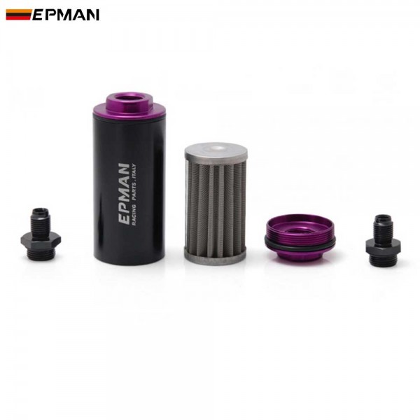 EPMAN Inline Fuel Filter 100 Micron 6AN 8AN 10AN Adapter OD:8.6mm Fittings Universal