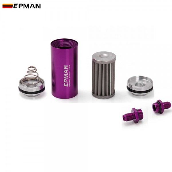 EPMAN Inline Fuel Filter 100 Micron 6AN 8AN 10AN Adapter OD:8.6mm Fittings Universal