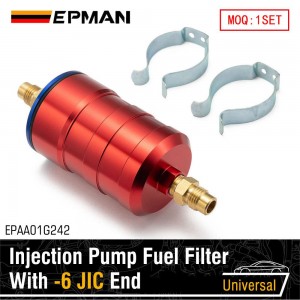 EPMAN Universal Aluminium Injection Pump Fuel Filter With -6 JIC Ends & Stainless Steel Filter Element & Brackets EPAA01G242