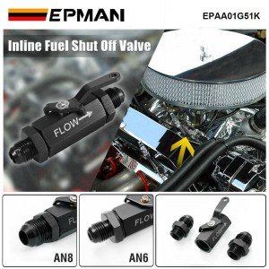 EPMAN Aluminium AN6/AN8 Inline Shut Off Valve Fuel Cut Off Switch W/ Cable Lever For Fuel Oil EPAA01G51K