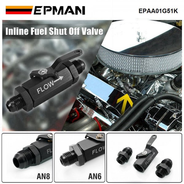 EPMAN Aluminium AN6/AN8 Inline Shut Off Valve Fuel Cut Off Switch W/ Cable Lever For Fuel Oil EPAA01G51K EPMAN Aluminium AN6/AN8 Inline Shut Off Valve Fuel Cut Off Switch W/ Cable Lever For Fuel Oil EPAA01G51K