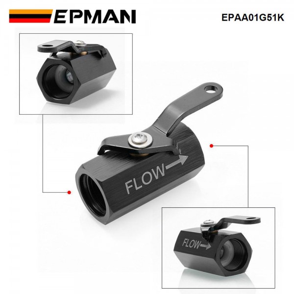 EPMAN Aluminium AN6/AN8 Inline Shut Off Valve Fuel Cut Off Switch W/ Cable Lever For Fuel Oil EPAA01G51K EPMAN Aluminium AN6/AN8 Inline Shut Off Valve Fuel Cut Off Switch W/ Cable Lever For Fuel Oil EPAA01G51K