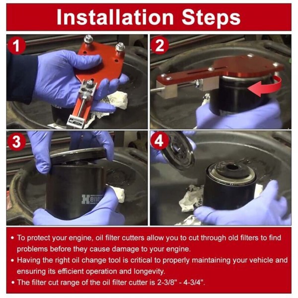 EPMAN Oil Filter Cutter Tool Red For Filter Cutting Range From 2-3/8 to 5" For 77750 EPAA09G03