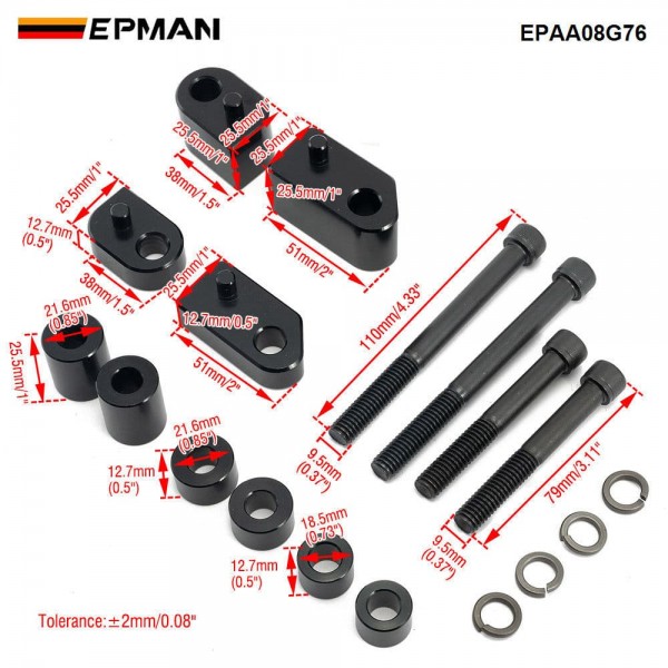 EPMAN Motorcycle Ergonomic 1" & 1.5" Floorboard Extension Kit Spacer Accessories Bolt-On Installation, For Harley Davidson Touring Street EPAA08G76