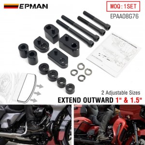 EPMAN Motorcycle Ergonomic 1" & 1.5" Floorboard Extension Kit Spacer Accessories Bolt-On Installation, For Harley Davidson Touring Street EPAA08G76