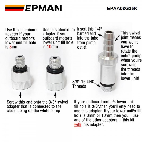 EPMAN Lower Unit Gear Oil Pump: Transmission Fluid Transfer Extractor Kit Marine Boat Engine Motor Automotive Car Change Can Bottle Filler Differential Lube Liquid Suction Filling Siphon Manual Hand Tool EPAA08G35K EPMAN Lower Unit Gear Oil Pump: Transmission Fluid Transfer Extractor Kit Marine Boat Engine Motor Automotive Car Change Can Bottle Filler Differential Lube Liquid Suction Filling Siphon Manual Hand Tool EPAA08G35K