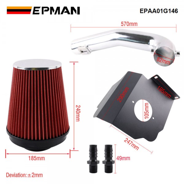 EPMAN Cold Air Intake Pipe Kit+Heat Shield for Chevrolet GMC Cadillac 5.3L 6.2L V8 Engine 2014-2019 EPAA01G146