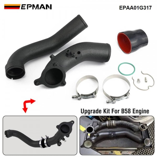 EPMAN Turbo Intercooler Intake Charge Pipe Aluminum 3" For BMW B58 3.0L 340i 540i G30 G31 G11 F20 F22 F30 2015-2021 EPAA01G317