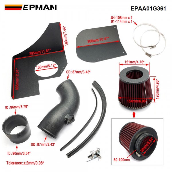 EPMAN Cold Air Intake System Kit For BMW B58 3.0L M140i M240i 340i 440i F20 F22 F30 F32 3.5 Inch Aluminum Pipe Heat Shield EPAA01G361