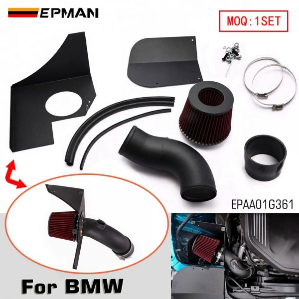 EPMAN Cold Air Intake System Kit For BMW B58 3.0L M140i M240i 340i 440i F20 F22 F30 F32 3.5 Inch Aluminum Pipe Heat Shield EPAA01G361
