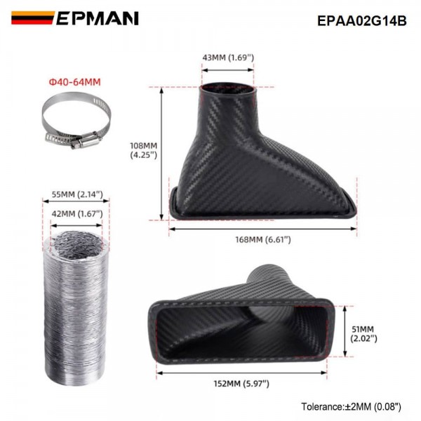 EPMAN 20SETS/CARTON Air Intake Duct,Air Duct Front Bumper Cooling Air Intake Pipe Hose Universal for Replacement Car Cooling Air Pipe Car Square Brake Air Duct EPAA02G14B-20T