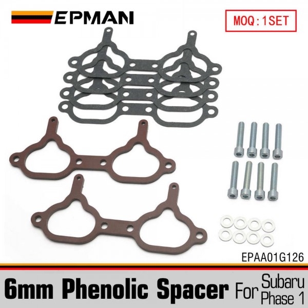 EPMAN Phenolic Manifold Spacers 6mm PAIR For Subaru WRX STI 94-98 V1-4/Liberty RS 89-98 Phase1 Engines EPAA01G126