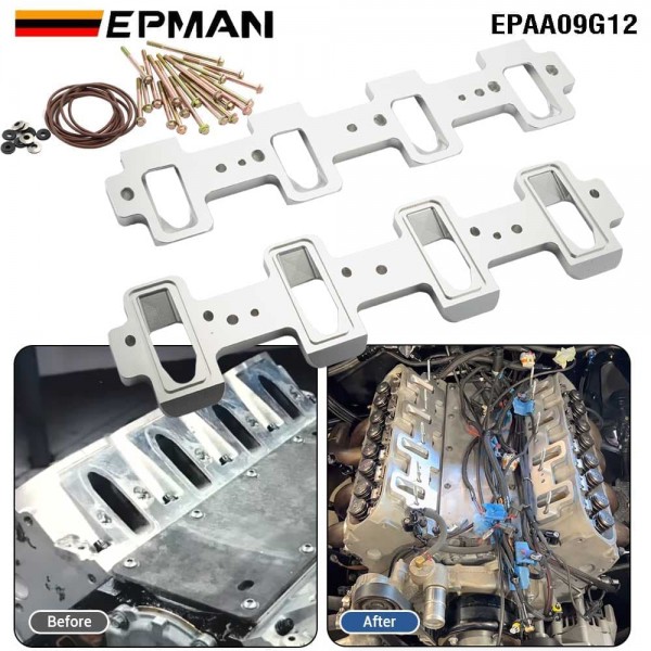 EPMAN Billet LS1 Cathedral Port Cylinder Head to LS3 LSA ZL1 CTS-V Supercharger Adapters Rectangle Intake Manifold Adapter LSX EPAA09G12