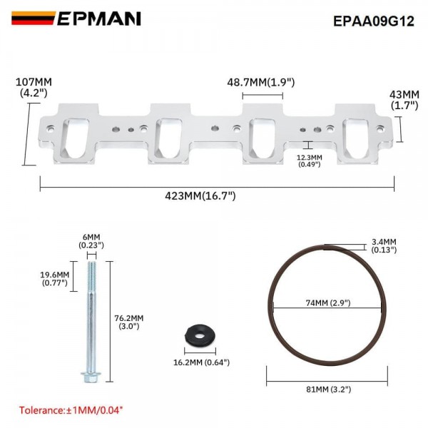 EPMAN Billet LS1 Cathedral Port Cylinder Head to LS3 LSA ZL1 CTS-V Supercharger Adapters Rectangle Intake Manifold Adapter LSX EPAA09G12