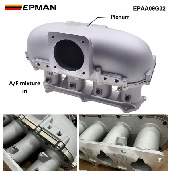 EPMAN Centerfeed Intake Manifold - Cast Aluminum + CNC, 90mm Opening, Silver or Black, FOR K20/K24 & K-Swap EPAA09G32