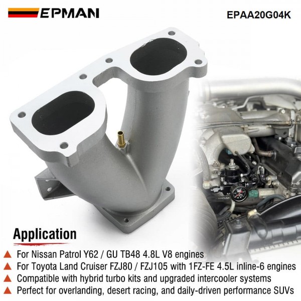 EPMAN Cast Aluminum TB48 Y-Pipe Intake Oval for Nissan Patrol TB48 For Toyota 1FZ Engine Throttle Body EPAA20G04K
