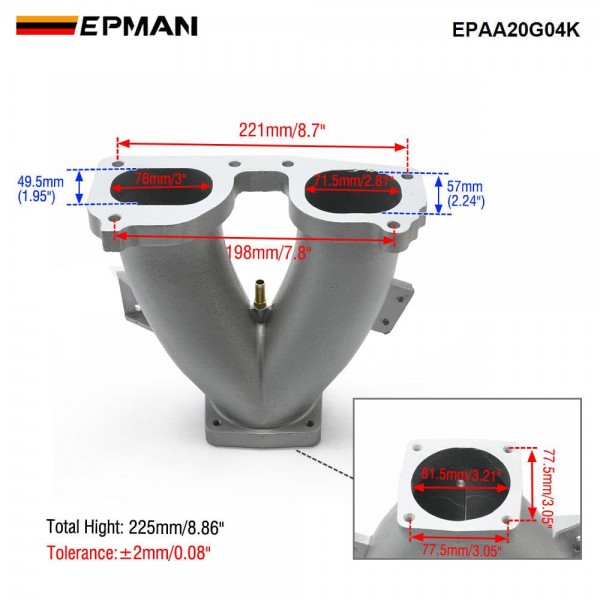 EPMAN Cast Aluminum TB48 Y-Pipe Intake Oval for Nissan Patrol TB48 For Toyota 1FZ Engine Throttle Body EPAA20G04K