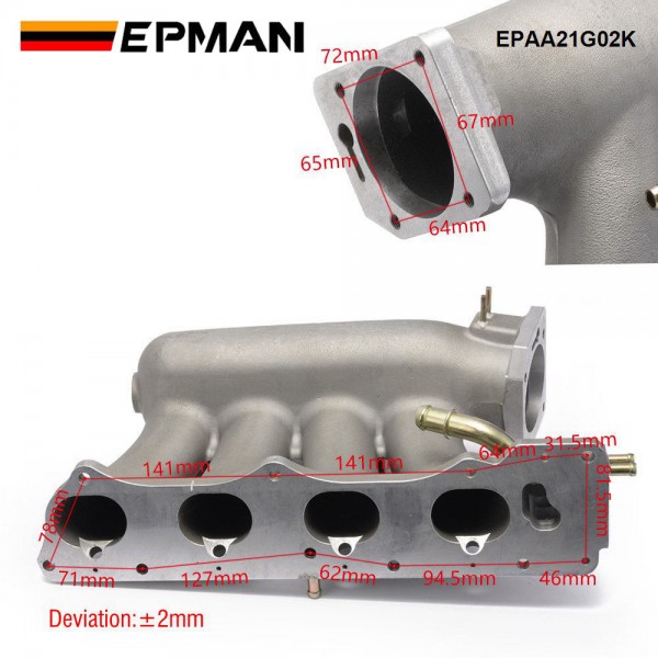 EPMAN Car Modification Cast Aluminum Intake Manifold  (Race Only) For Honda/Acura K20A2/K20A3 02-06 EPAA21G02K