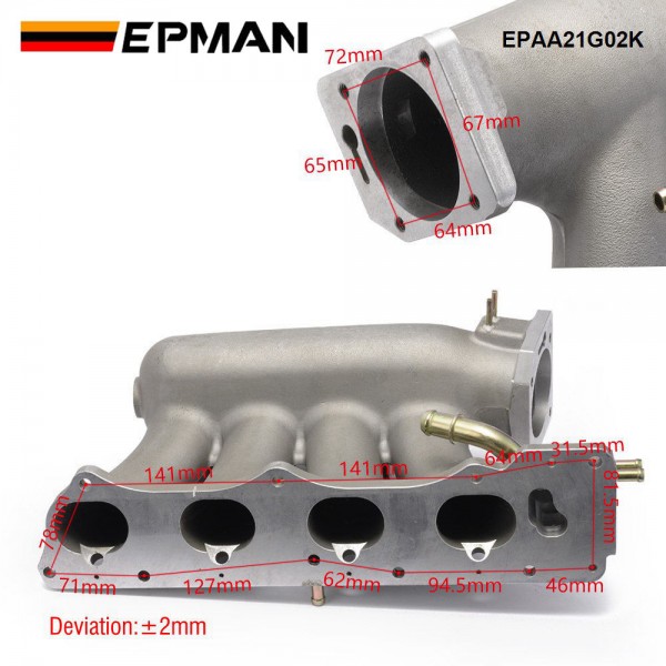 EPMAN Car Modification Cast Aluminum Intake Manifold (Race Only) For Honda/Acura K20A2/K20A3 02-06 EPAA21G02K EPMAN Car Modification Cast Aluminum Intake Manifold (Race Only) For Honda/Acura K20A2/K20A3 02-06 EPAA21G02K