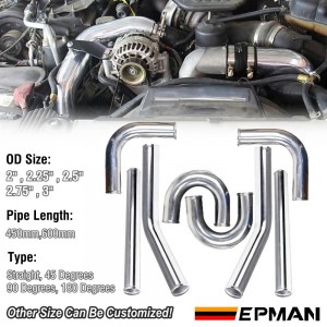 EPMAN 2PCS/LOT Aluminum Turbo Intercooler Pipe Straight 45 90 180 Degree Radiator Hose 2" 2.25" 2.5" 2.75" 3" Connector Tubing Intake Piping L:600mm/ 450mm