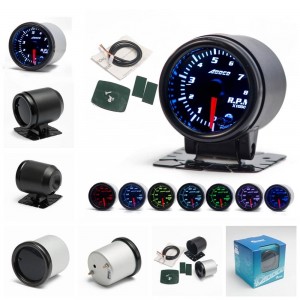 Car Auto 12V 52mm/2" 7 Colors Universal Car Auto Tachometer Gauge Meter LED With Sensor and Holder AD-GA52RPM