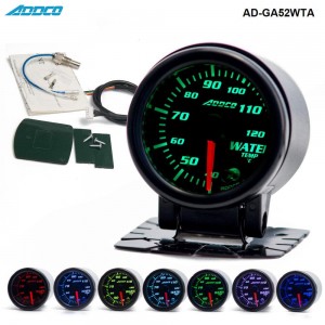  2" 52mm 7 Color LED Smoke Face Water Temp gauge Water Temperature Meter With Sensor For Car / Auto AD-GA52WAT