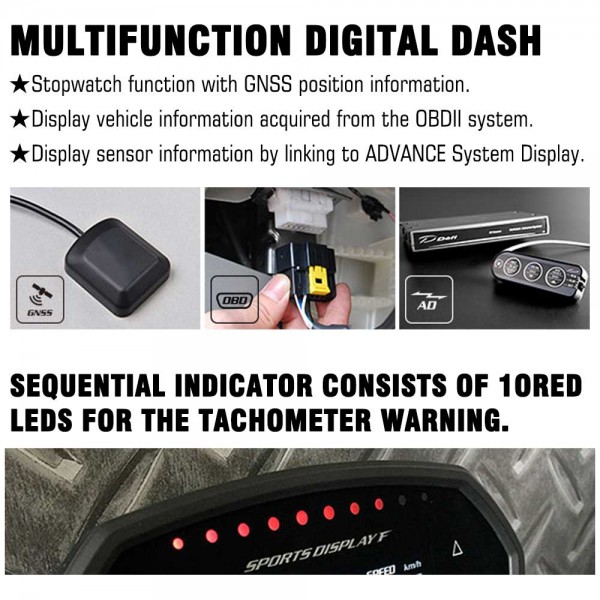 Defi Gauge Water /Oil Temp Boost Speed Tachometer DSDF LCD screen OBD2 Multi-function Smart Meter Defi Sports Display English DF15902