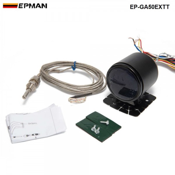 New ! Epman Racing 2" 52mm Smoked Digital Color Analog LED Exhaust Gas Temp Temperature EXT Gauge With Sensor EP-GA50EXTT