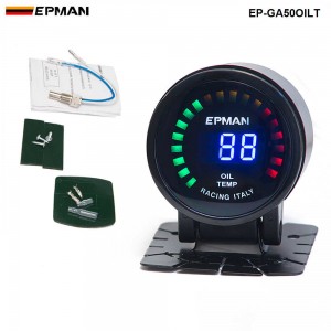 New ! Epman Racing 2" 52mm Smoked Digital Color Analog Oil Temperature Temp Meter with Sensor bracket EP-GA50OILT