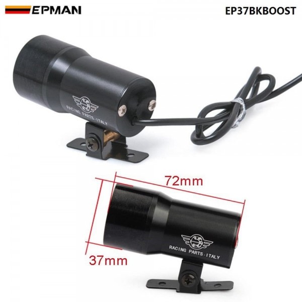 EPMAN 37mm Compact Micro Digital Smoked Boost Bar Gauge Universal 3-4-6-8 Cylinder Engines Black Car Boost Meter EP37BKBOOST