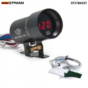 EPMAN 37mm Smoke Exhaust Gas Temperature EGT Gauge Red Digital Shift Light Style Gauge Meter Pod Red LED Black EP37BKEXT