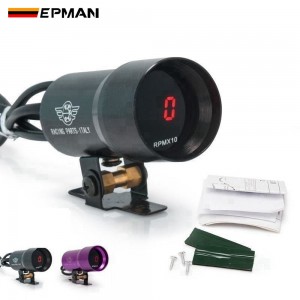 EPMAN 37mm Smoke Tach RPM Tachometer Red Digital Shift Light Style Gauge Pod Black EP37BKRPM