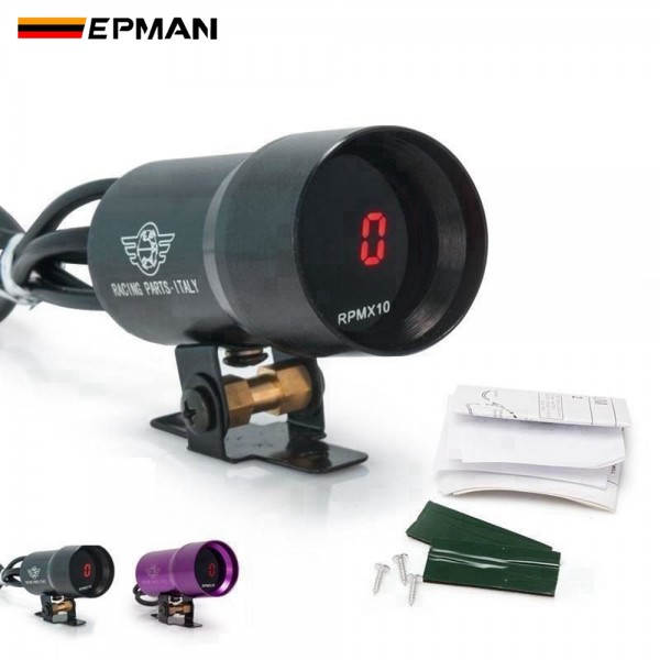 EPMAN 37mm Smoke Tach RPM Tachometer Red Digital Shift Light Style Gauge Pod Black EP37BKRPM EPMAN 37mm Smoke Tach RPM Tachometer Red Digital Shift Light Style Gauge Pod Black EP37BKRPM