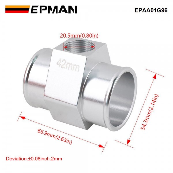 EPMAN Joint Radiator Hose Pipe Adapter For 1/2"-14NPT Water Temp Gauge Sensor for 38mm /40mm /42mm Joint Pipe EPAA01G96