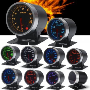 EPMAN 2" 52mm Turbo Boost Oil Pressure Oil Temp  Water Temperature Tachometer Volt Gauge EXT EGT Meter 10 Color Digital LED Display Car Meter 