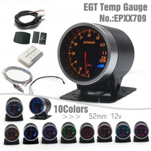 EPMAN 12V 10 Colors Digital LED Display 2" 52mm Universal Auto Exhaust Gas Temp Temperature EXT Gauge Car Meter With Sensor And Holder EPXX709