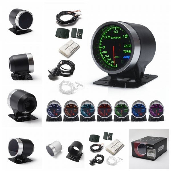 EPMAN Car Auto 12V 2" 52mm Universal -1~2 x100kpa Turbo Boost Gauge 10 Colors Digital LED Display Car Meter With Holder EPXX707 EPMAN Car Auto 12V 2" 52mm Universal -1~2 x100kpa Turbo Boost Gauge 10 Colors Digital LED Display Car Meter With Holder EPXX707