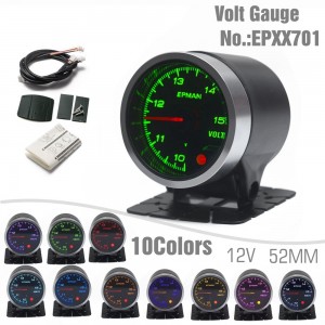 EPMAN 2" 52mm Voltmeter Volt Gauge 10 Colors Digital LED Display Universal Car Meter With Holder EPXX701