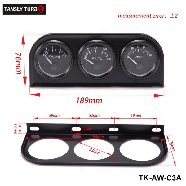 TANSKY - 52mm 3in1 kit Oil Temp Gauge Water Temp Gauge Temperature Oil Pressure Gauge TK-AW-C3A TANSKY - 52mm 3in1 kit Oil Temp Gauge Water Temp Gauge Temperature Oil Pressure Gauge TK-AW-C3A