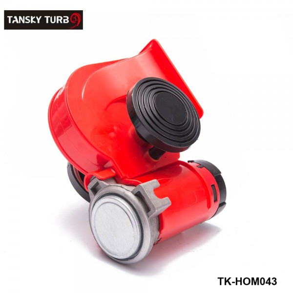 Tansky - Car Motorcycle Truck 12V Red Compact Dual Tone Electric Pump Air Loud Horn Vehicle Siren TK-HOM043