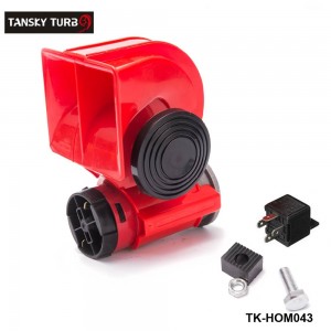 Tansky - Car Motorcycle Truck 12V Red Compact Dual Tone Electric Pump Air Loud Horn Vehicle Siren TK-HOM043